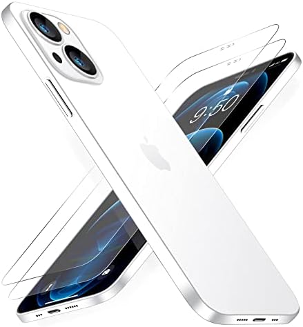 אייפון 14 פרו מקס סלים קייס [דק נייר] 0.2 מ מ 6.7 אינץ', עם 2 מגן מסך זכוכית מחוסמת, גב דק שקוף
